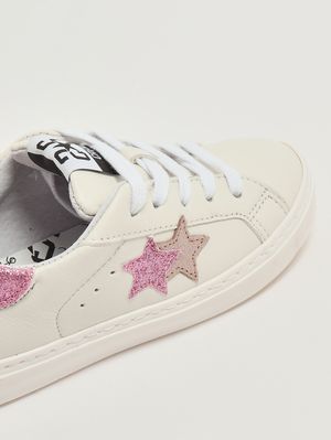 5. Mädchen-Sneaker aus Leder Weiß-Rosa