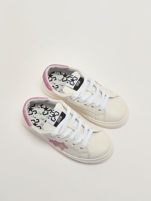 2. Mädchen-Sneaker aus Leder Weiß-Rosa
