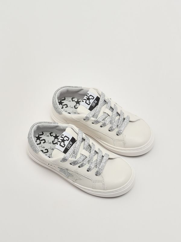 2. Mädchen-Sneaker aus Leder Weiß-Silber 2Star 2sb3430