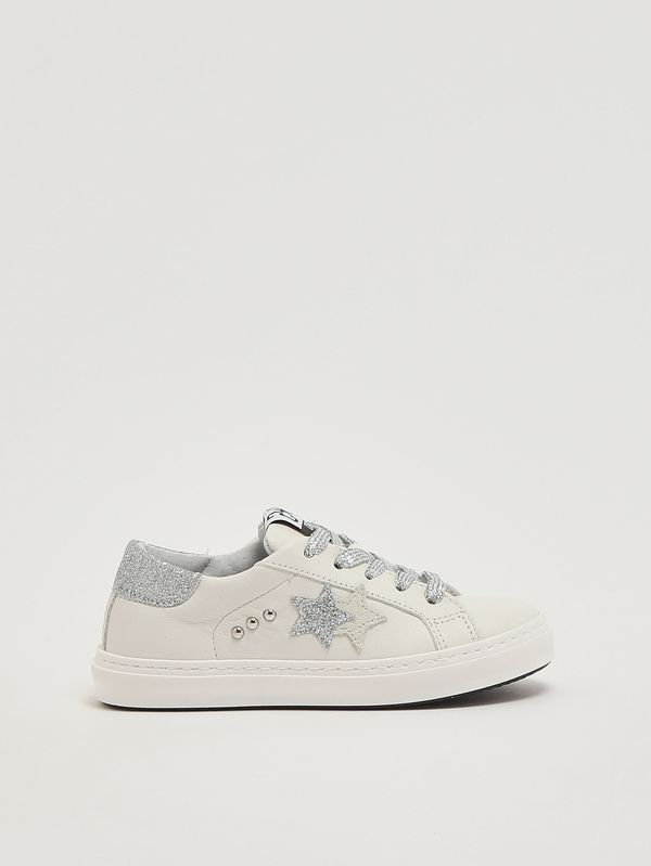 1. Mädchen-Sneaker aus Leder Weiß-Silber 2Star 2sb3430