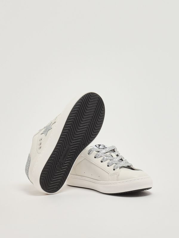 4. Mädchen-Sneaker aus Leder Weiß-Silber 2Star 2sb3430