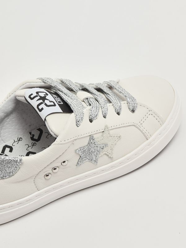 5. Mädchen-Sneaker aus Leder Weiß-Silber 2Star 2sb3430