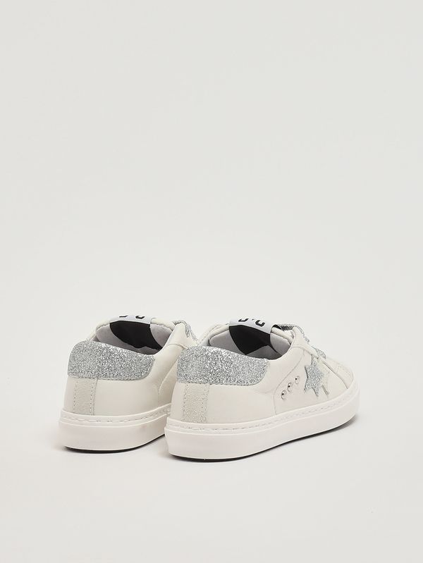 3. Mädchen-Sneaker aus Leder Weiß-Silber 2Star 2sb3430