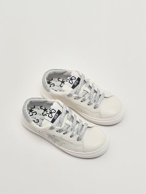 2. Mädchen-Sneaker aus Leder Weiß-Silber