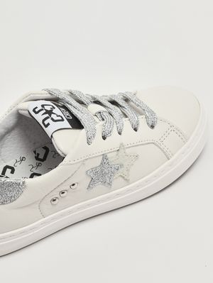 5. Mädchen-Sneaker aus Leder Weiß-Silber