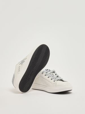 4. Mädchen-Sneaker aus Leder Weiß-Silber