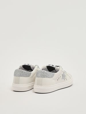 3. Mädchen-Sneaker aus Leder Weiß-Silber