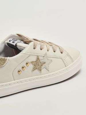 5. Zapatillas de piel para niña Blanco-Oro