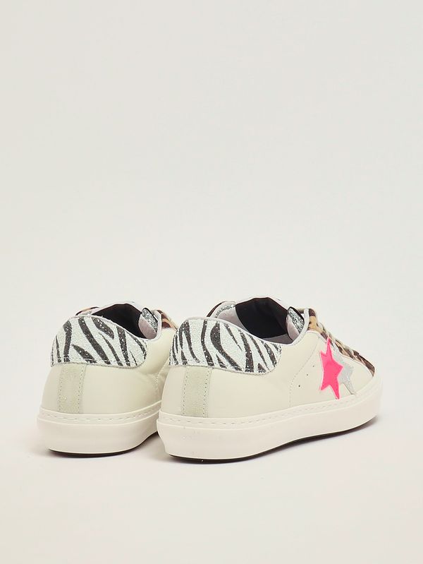 3. Baskets fille en cuir Blanc-Animalier 2Star 2sb3427