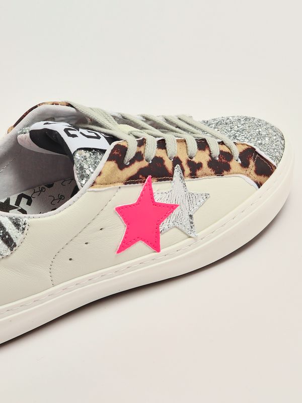 5. Baskets fille en cuir Blanc-Animalier 2Star 2sb3427