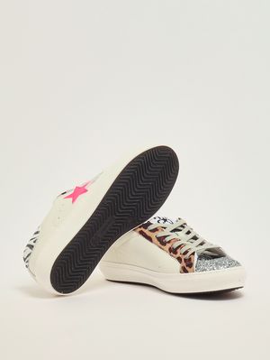 4. Baskets fille en cuir Blanc-Animalier