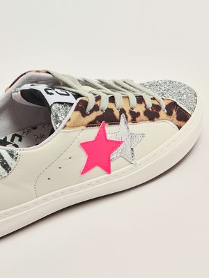 5. Baskets fille en cuir Blanc-Animalier