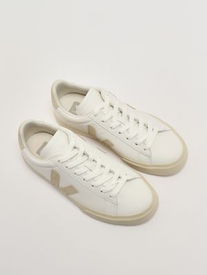 2. Damen-Sneaker Campo aus ChromeFree-Leder Weiß-Mandel