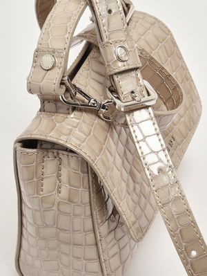 6. Women's Sveva XS Croc Glow leather bag Sand