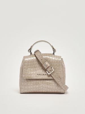 4. Women's Sveva XS Croc Glow leather bag Sand