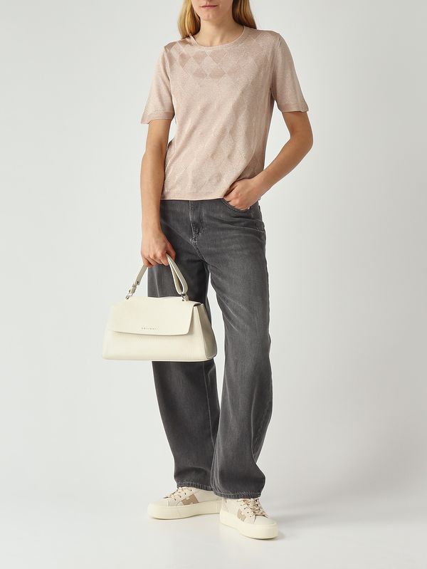 2. Borsa donna Sveva Longuette Soft in pelle martellata Bianco Orciani b02159sof
