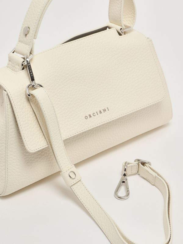 6. Borsa donna Sveva Longuette Soft in pelle martellata Bianco Orciani b02159sof