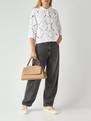 2. Borsa donna Sveva Longuette Soft in pelle martellata Biscotto