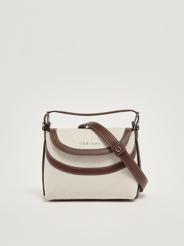 4. Borsa donna Nana Soft Small Savana in canvas e pelle Cocoa Orciani b02175svn