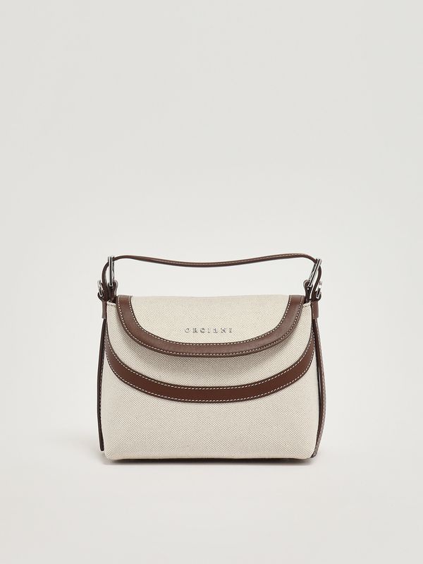 1. Borsa donna Nana Soft Small Savana in canvas e pelle Cocoa Orciani b02175svn