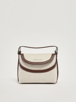 1. Borsa donna Nana Soft Small Savana in canvas e pelle Cocoa