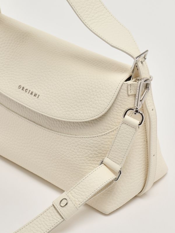 6. Women's Nana Soft Midi bag in pebbled leather White Orciani b02176sof