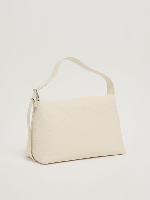 3. Women's Nana Soft Midi bag in pebbled leather White Orciani b02176sof