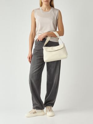 2. Women's Nana Soft Midi bag in pebbled leather White