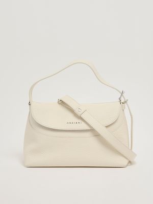 4. Women's Nana Soft Midi bag in pebbled leather White
