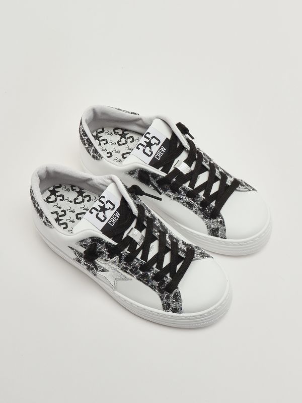 2. Girls' leather sneakers Black and White 2Star 2sb3457