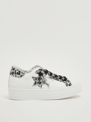 1. Girls' leather sneakers Black and White