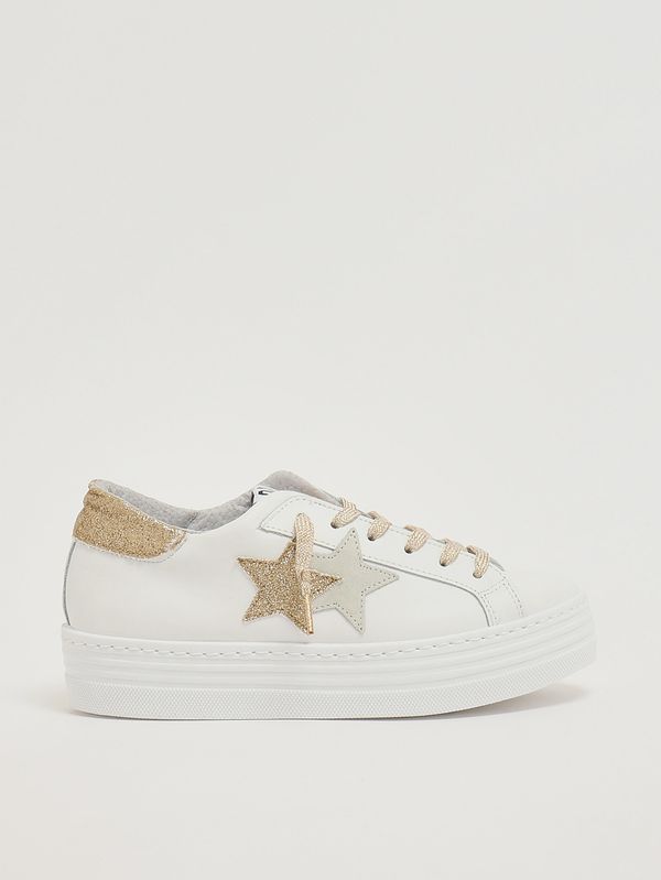 Baskets fille en cuir Blanc-Or 2Star