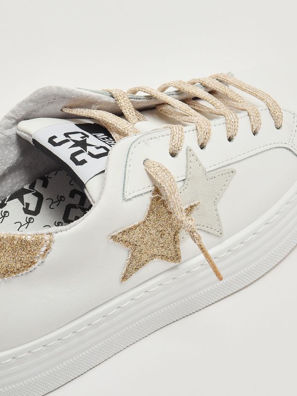 5. Mädchen-Sneaker aus Leder Weiß-Gold 2Star 2sb3451