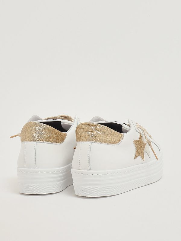 3. Mädchen-Sneaker aus Leder Weiß-Gold 2Star 2sb3451