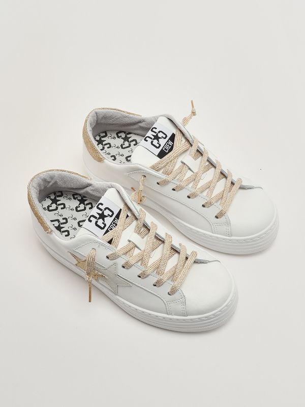 2. Mädchen-Sneaker aus Leder Weiß-Gold 2Star 2sb3451
