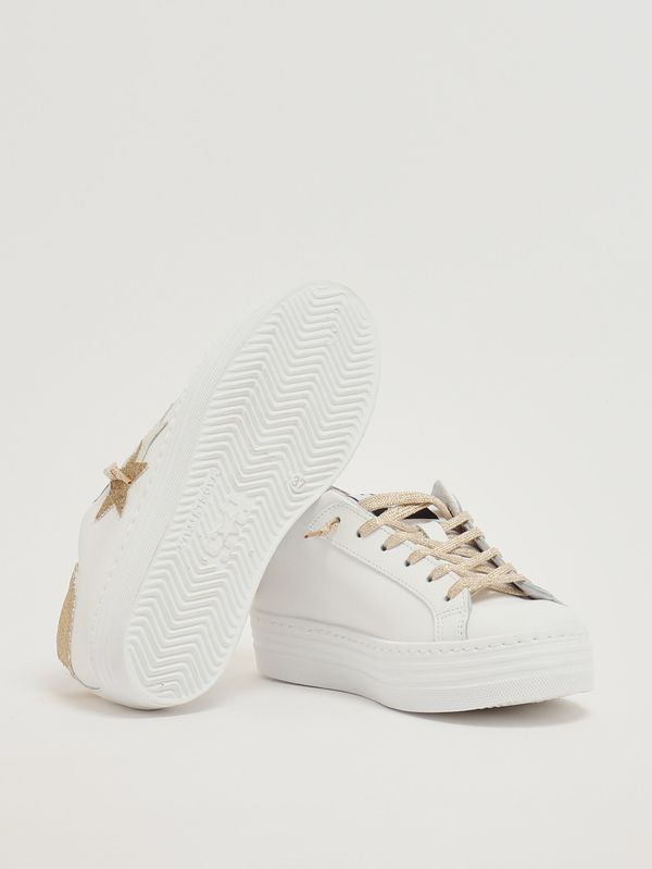 4. Mädchen-Sneaker aus Leder Weiß-Gold 2Star 2sb3451