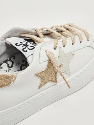 5. Mädchen-Sneaker aus Leder Weiß-Gold