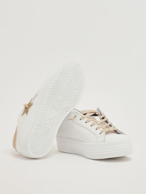 4. Mädchen-Sneaker aus Leder Weiß-Gold