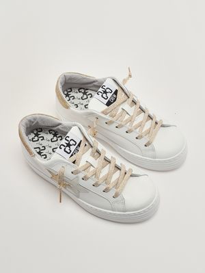 2. Mädchen-Sneaker aus Leder Weiß-Gold