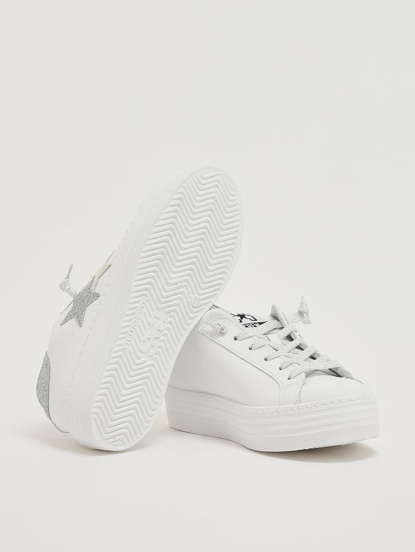 4. Mädchen-Sneaker aus Leder Weiß-Silber 2Star 2sb3450