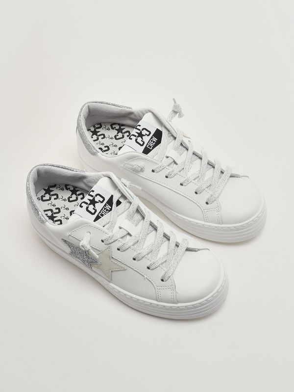 2. Mädchen-Sneaker aus Leder Weiß-Silber 2Star 2sb3450