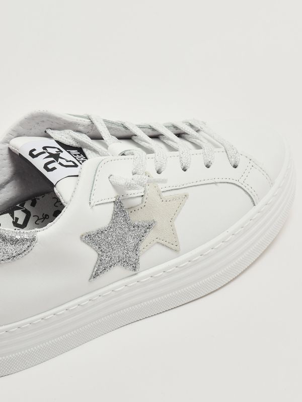 5. Mädchen-Sneaker aus Leder Weiß-Silber 2Star 2sb3450