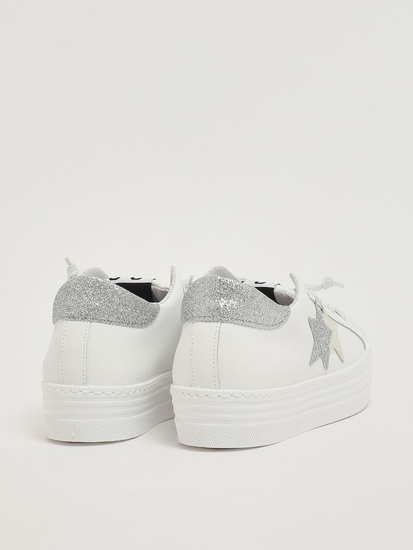 3. Mädchen-Sneaker aus Leder Weiß-Silber 2Star 2sb3450
