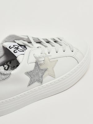 5. Mädchen-Sneaker aus Leder Weiß-Silber