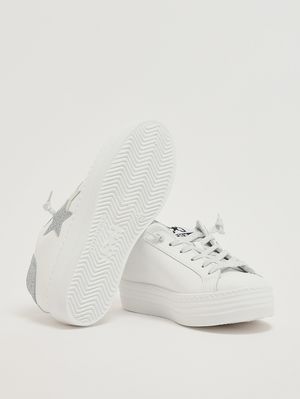 4. Mädchen-Sneaker aus Leder Weiß-Silber