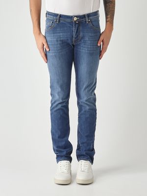 1. Herrenjeans Nick V1 Slim Fit aus Stretch-Baumwolle 8 OZ Mittleres Denim