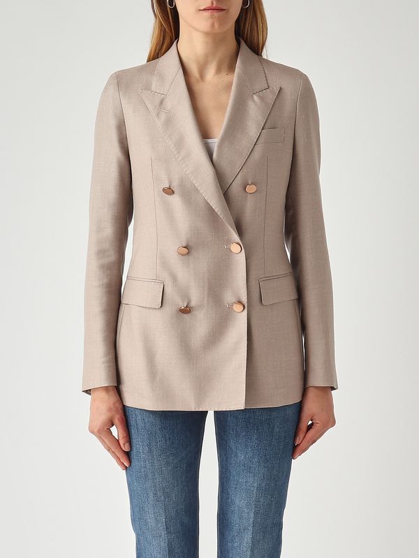 Blazer femme Paris en laine vierge, soie et lin Gris Tourterelle Tagliatore