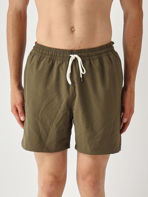 1. Herren-Badehose Traveler (14,5 cm) aus technischem Stretch-Gewebe Olivgrün