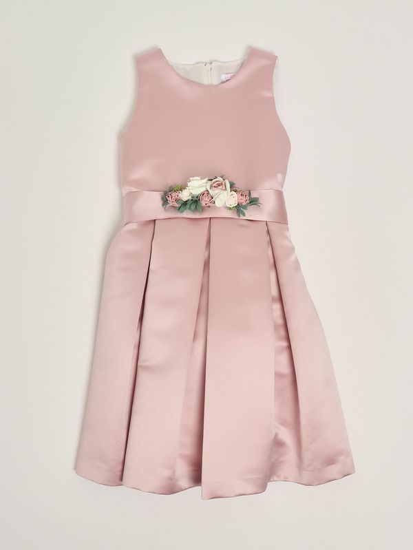 Robe pour fille en tissu effet mikado. Rose Mimilù