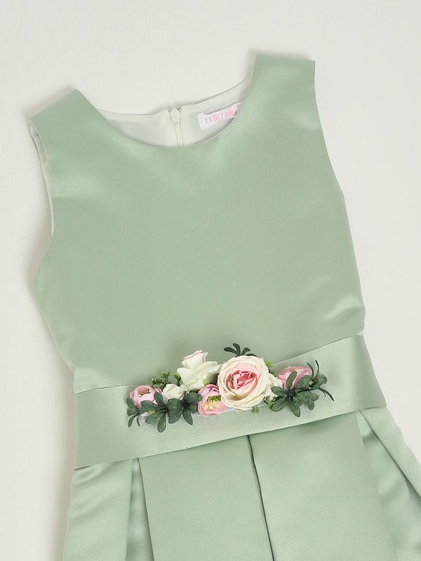 3. Mädchenkleid aus Mikado-Stoff Grün Mimilù 612